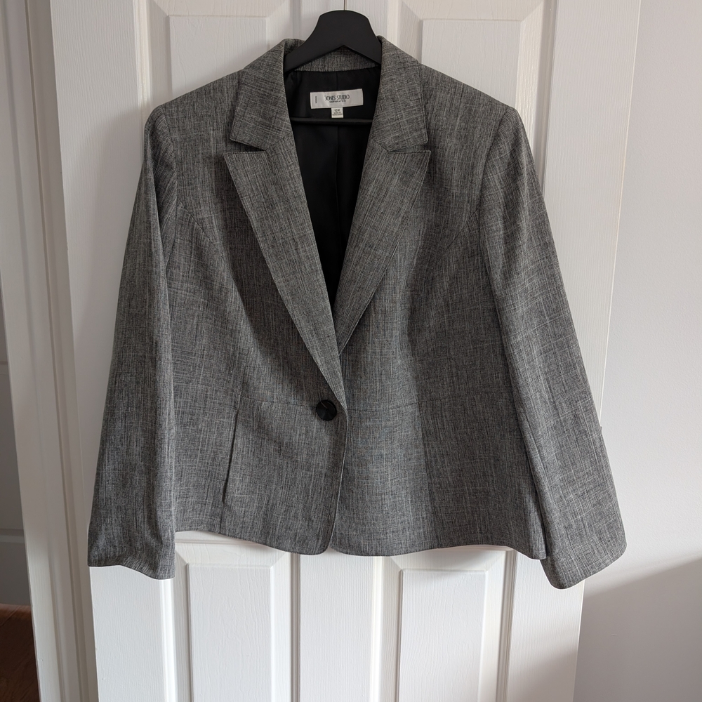 Jones Studio Separates Gray Textured Single-Button Women's Blazer 16W